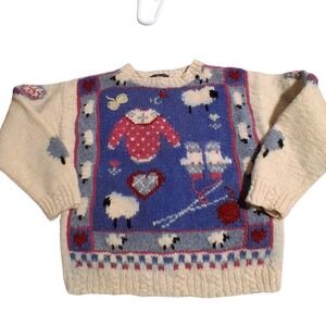 Vintage 80's Woolrich Women's size Medium Wool Knit‎ Grandpa Fisherman Sweater